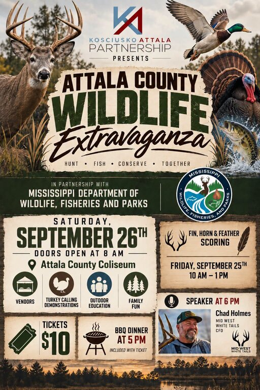 Wildlife Extravaganza Scheduled for September 26 at Attala County Coliseum