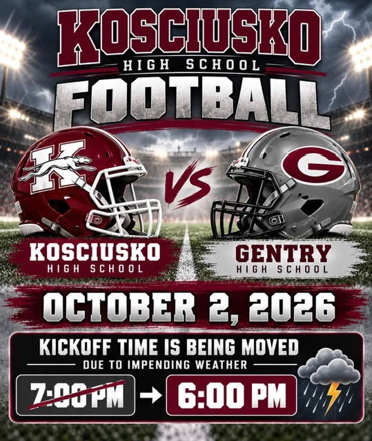 Whippets Kick Off Early Friday at Gentry Due to Weather Threat