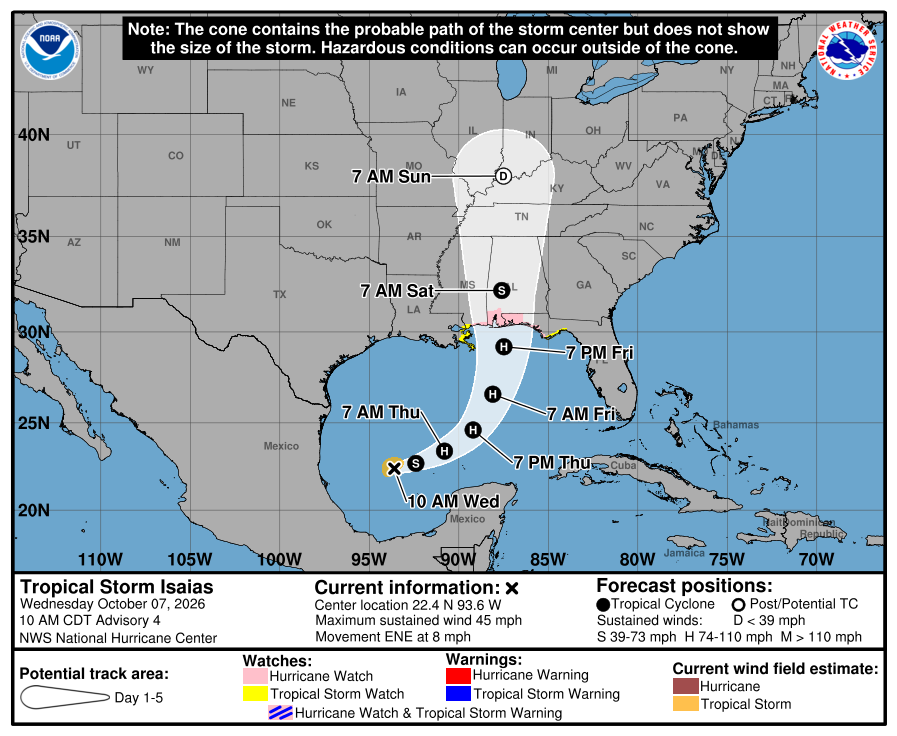 Hurricane Watch Issued for MS Coast